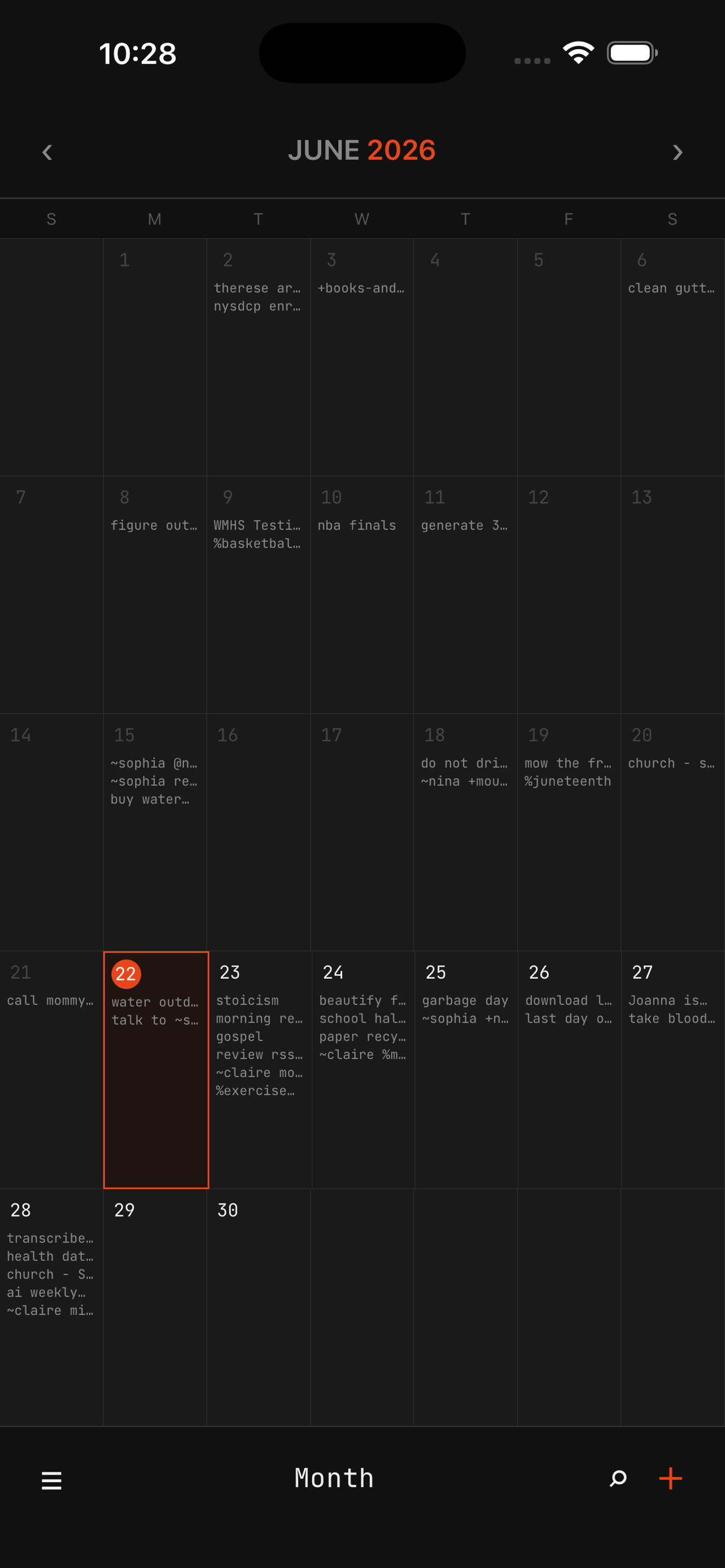 Month view